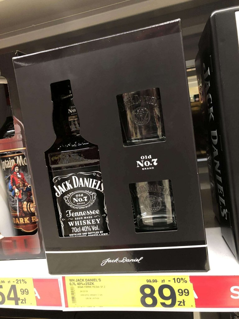 Zestaw Jack Daniels ze szklankami Carrefour