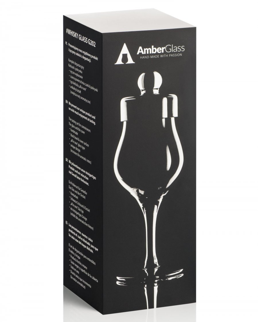 Pudełko czarnego kieliszka do whisky Amber Glass G102